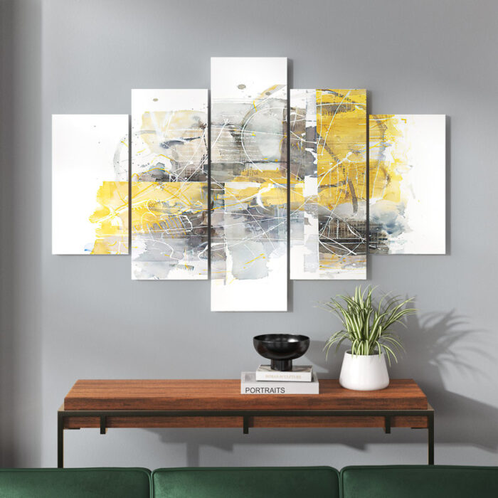 Styron Moving in and Out of Traffic II Yellow Grey’ Print Multi-Piece Image on Canvas - Chic Decora