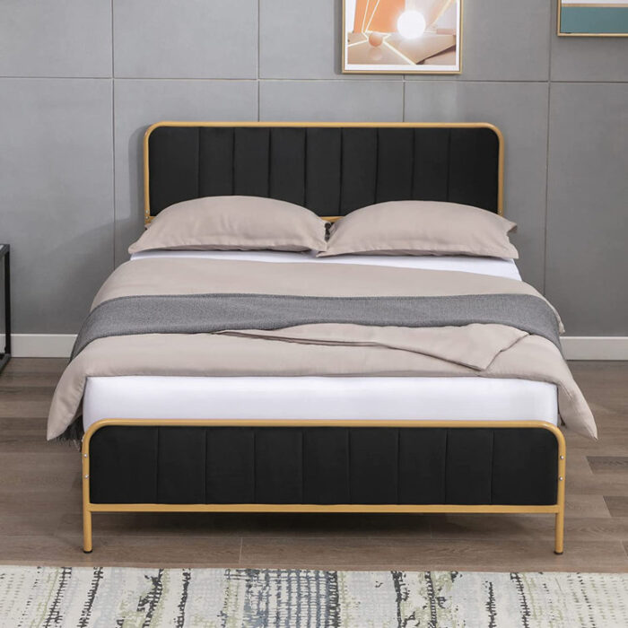 Sulkey Upholstered Metal Platform Bed - Chic Decora