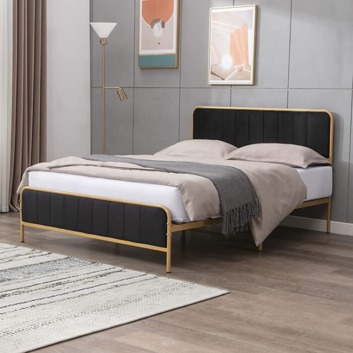 Sulkey Upholstered Metal Platform Bed - Chic Decora