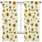 Sunflower Collection Floral Semi-Sheer Rod Pocket Curtain Panels (Set of 2) - Chic Decora