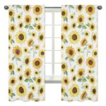 Sunflower Collection Floral Semi-Sheer Rod Pocket Curtain Panels (Set of 2) - Chic Decora