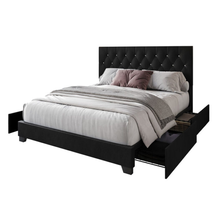 Svend Upholstered Platform Storage Bed - Chic Decora