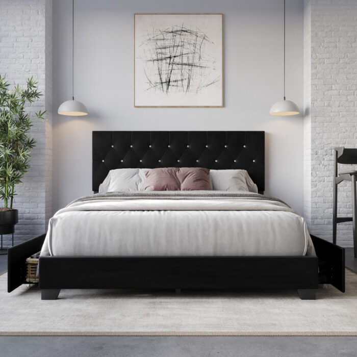 Svend Upholstered Platform Storage Bed - Chic Decora