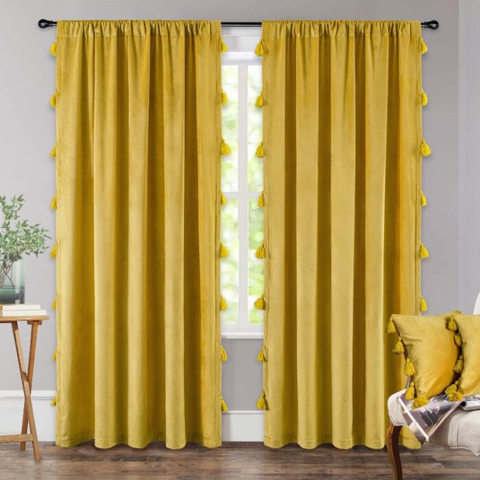 Swinson Velvet Solid Room Darkening Thermal Rod Pocket Curtain Panels (Set of 2) - Chic Decora