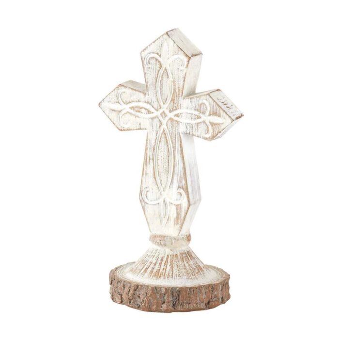 Tabletop Cross White Figurine 6″ Tall - Chic Decora