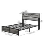 Tallent Bed Frame with LED Lights and USB Ports, Metal Bookcase Storage Bed, Large Storage Space - Chic Decora