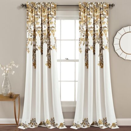 Waterfall Decor Graphic Print Semi-Sheer Rod Pocket Curtain Panels (Set of 2) - Chic Decora