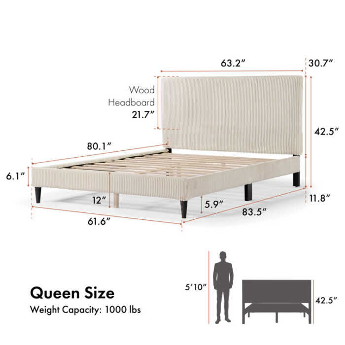 Tereca Upholstered Platform Bed - Chic Decora