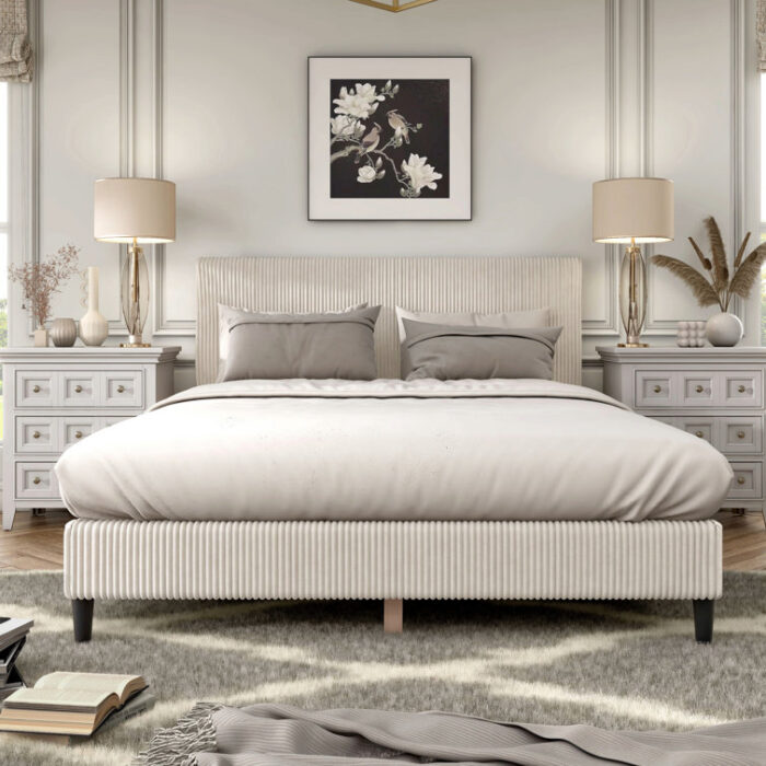 Tereca Upholstered Platform Bed - Chic Decora