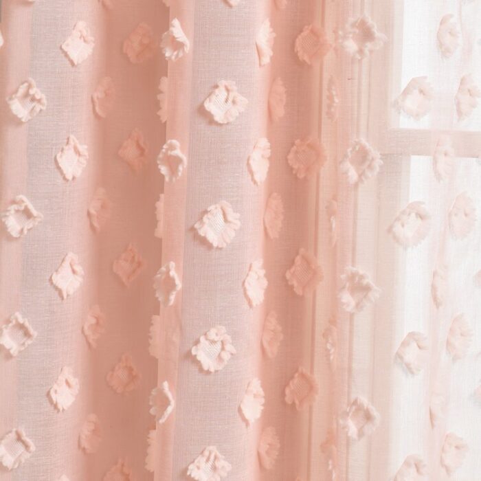 Textured Dot Sheer Polyester Sheer Curtain Pair (Set of 2) - Chic Decora