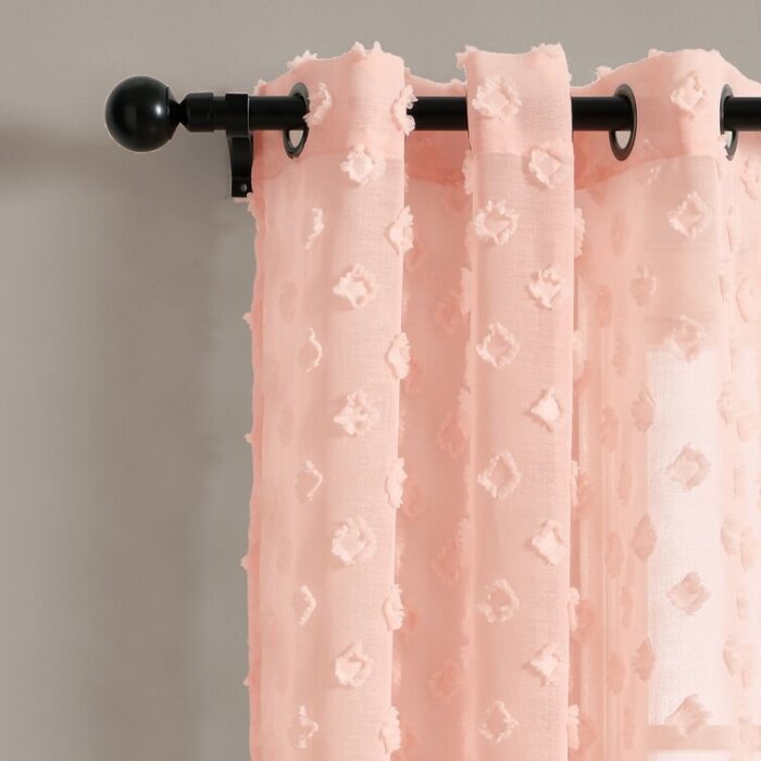 Textured Dot Sheer Polyester Sheer Curtain Pair (Set of 2) - Chic Decora