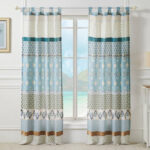 Olympia Geometric Semi-Sheer Tab Top Curtains/Drapes (Set of 2) - Chic Decora