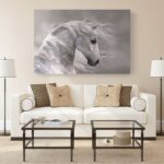 The Majestic White Stallion Canvas Print 48 x 32 x 1.5″ - Chic Decora