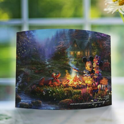 Thomas Kinkade Disney ‘Mickey and Minnie Campfire’ Curved Acrylic Print - Chic Decora