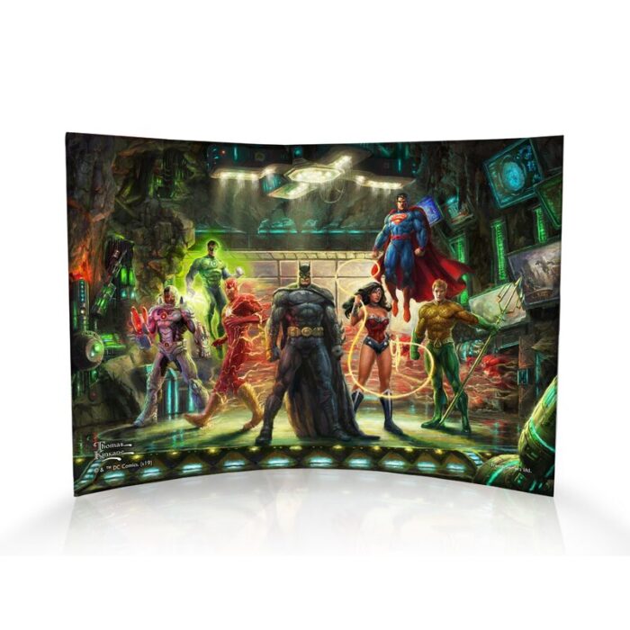 Thomas Kinkade Studios Dc Comics the Justice League Curved Acrylic Print - Chic Decora