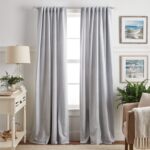 Ticking Cotton Blend Striped Blackout Rod Pocket Curtain Panels (Set of 2) - Chic Decora