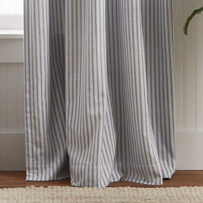 Ticking Cotton Blend Striped Blackout Rod Pocket Curtain Panels (Set of 2) - Chic Decora