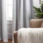 Ticking Cotton Blend Striped Blackout Rod Pocket Curtain Panels (Set of 2) - Chic Decora