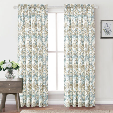 Tivoli Ikat Microfiber Rod Pocket Curtain Panels (Set of 2) - Chic Decora