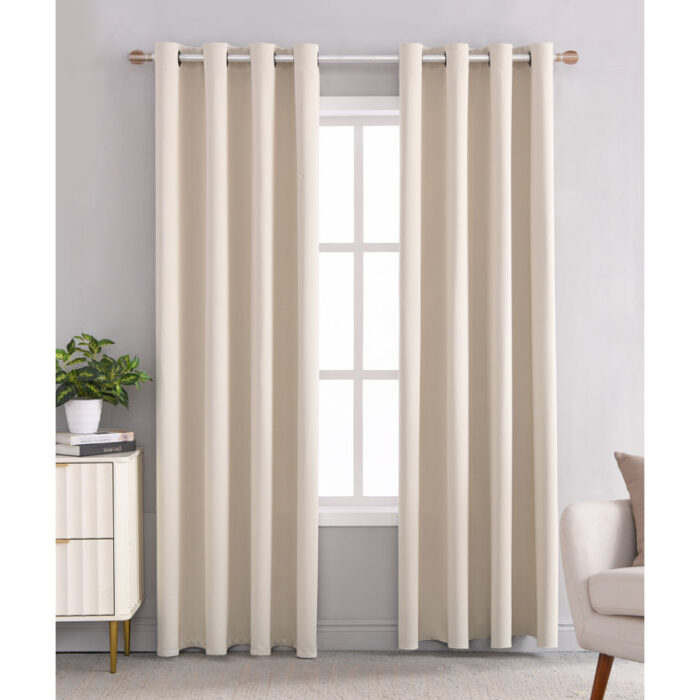 Tomasine Solid Room Darkening Curtain Grommet Curtain Panels (Set of 2) - Chic Decora