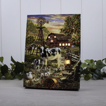 Tonio – Old Country Farm 8×6 Mini Lighted Easel Back Canvas - Chic Decora