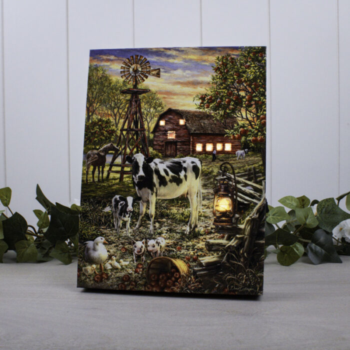 Tonio – Old Country Farm 8×6 Mini Lighted Easel Back Canvas - Chic Decora