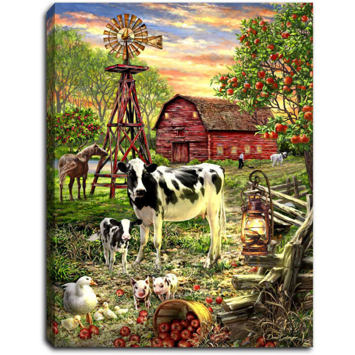 Tonio – Old Country Farm 8×6 Mini Lighted Easel Back Canvas - Chic Decora