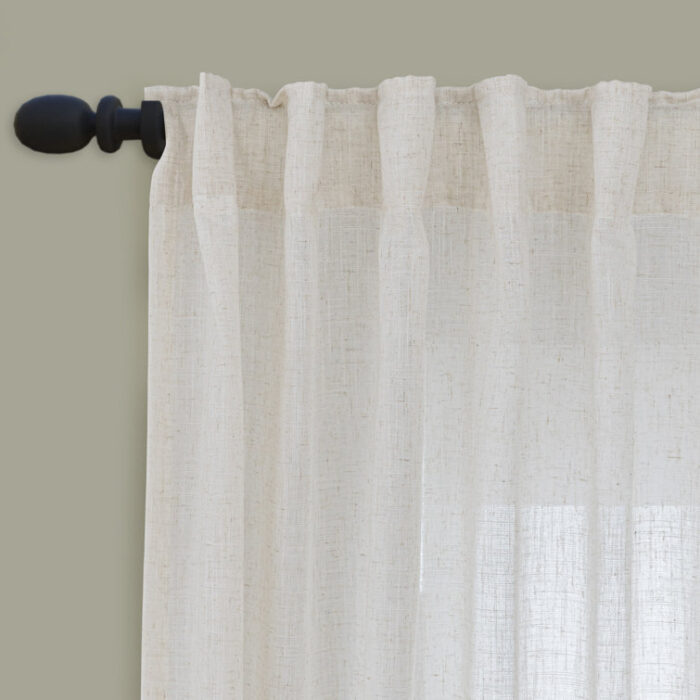 Toyoko Linen Blended Semi-Sheer Back Tab Curtain Pair (Set of 2) - Chic Decora