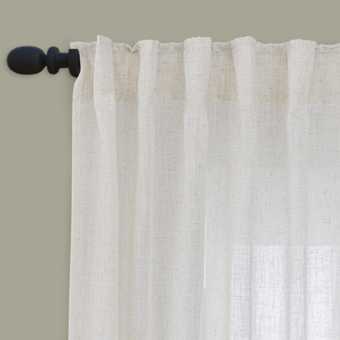 Toyoko Linen Blended Semi-Sheer Back Tab Curtain Pair (Set of 2) - Chic Decora