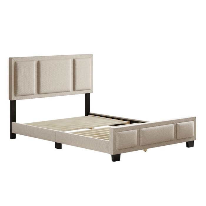 Triiptych Linen Upholstered Platform Bed Frame - Chic Decora