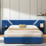 Tronda Upholstered Hydraulic Storage Bed With Two Shelves, Two Lights and USB Ports - Chic Decora