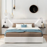 Tronda Upholstered Hydraulic Storage Bed With Two Shelves, Two Lights and USB Ports - Chic Decora