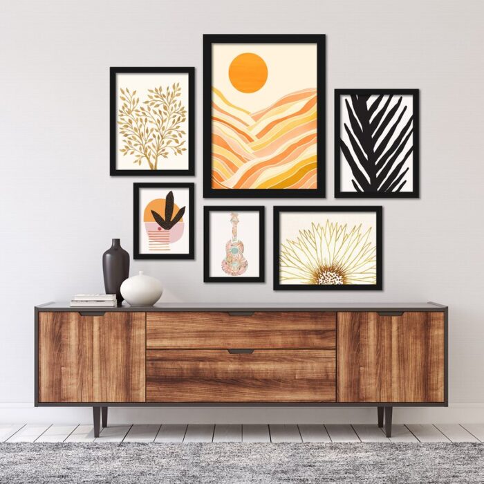 Tropical Beach Wall Art, Framed Graphic Art Print (6 Piece) - Chic Decora