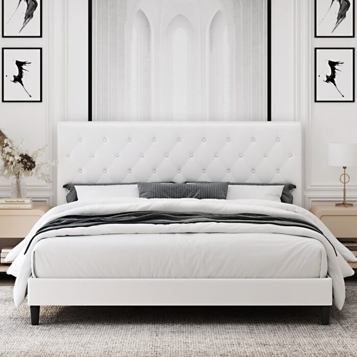 Trotwood Upholstered Bed with Adjustable Headboard - Chic Decora