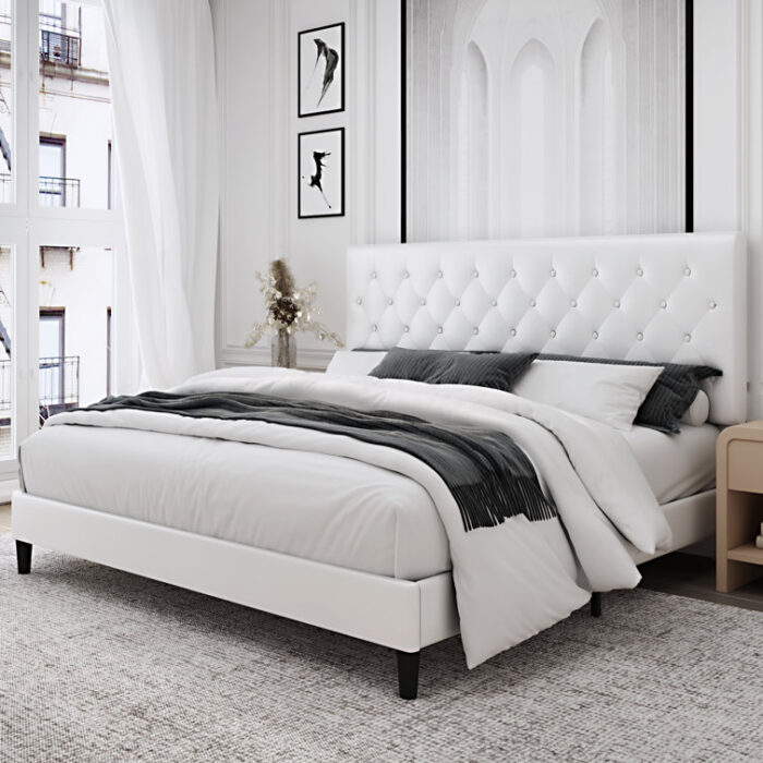 Trotwood Upholstered Bed with Adjustable Headboard - Chic Decora