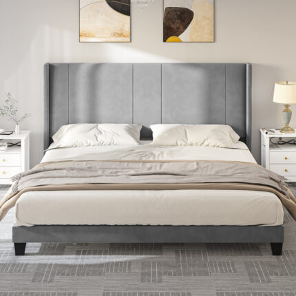 Abdiel Upholstered Platform Bed - Chic Decora