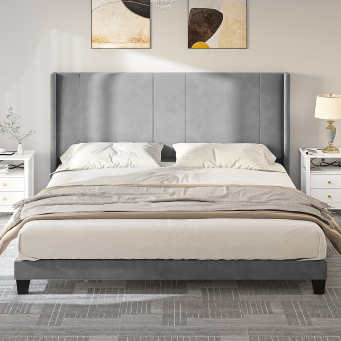 Tufted Upholstered Low Profile Platform Bed - Chic Decora