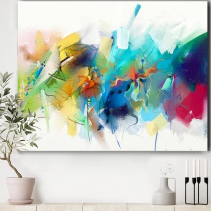 Turquoise Story with Touches – Painting Print on Canvas - Chic Decora