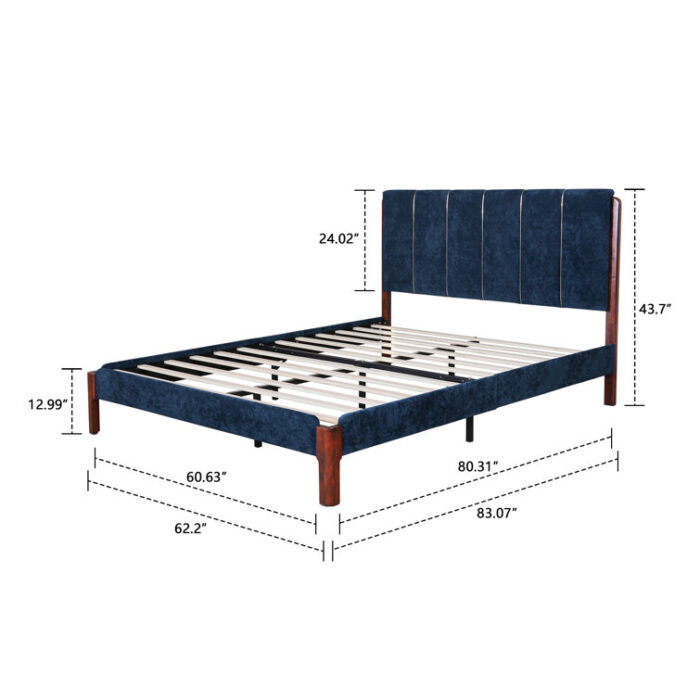 Twin Solid Wood Upholstered Low Profile Platform Bed - Chic Decora