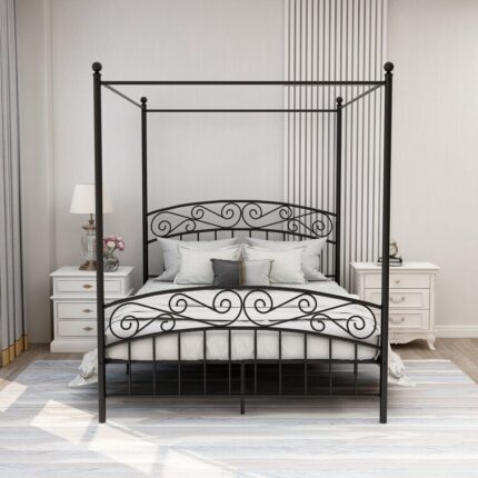 Tyler-Jay Metal Canopy Bed - Chic Decora