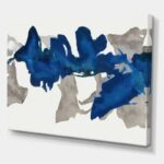 Tyrion Gouache Sapphire on Gray VI – Painting Print on Canvas - Chic Decora