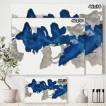 Tyrion Gouache Sapphire on Gray VI – Painting Print on Canvas - Chic Decora