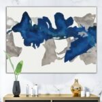 Tyrion Gouache Sapphire on Gray VI – Painting Print on Canvas - Chic Decora