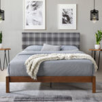 Umlesh Solid Wood Plaid Upholstered Queen Platform Bed Frame, No Box Spring Required, Easy Assembly - Chic Decora