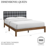 Umlesh Solid Wood Plaid Upholstered Queen Platform Bed Frame, No Box Spring Required, Easy Assembly - Chic Decora