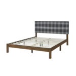 Umlesh Solid Wood Plaid Upholstered Queen Platform Bed Frame, No Box Spring Required, Easy Assembly - Chic Decora