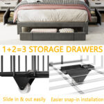 Upholstered Bed Frame with 3 Drawers, Bed with Storage Headboard and Charging Station - Chic Decora