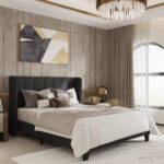 Upholstered Bed with Square Tufting and Wingback - Chic Decora