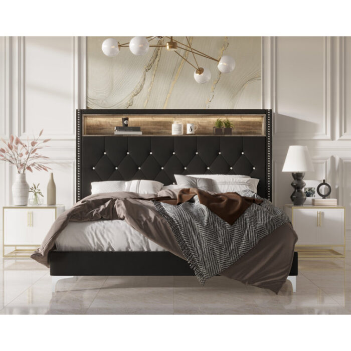 Upholstered Bookcase Bed - Chic Decora