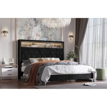 Amiliya Upholstered Wingback Bed - Chic Decora